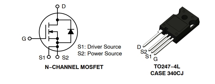 Schéma - onsemi MOSFET au carbure de silicium (SiC) 1 200 V M3S